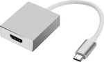 Powertech Μετατροπέας USB-C male σε HDMI female Λευκό (CAB-UC006)