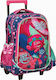 Gim Trolls Happy Music School Bag Trolley Elementary, Elementary Multicolour with Water bottle holder 27Liters