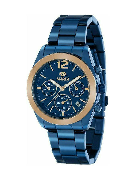 Marea Uhr Chronograph mit Blau Metallarmband B41165/4