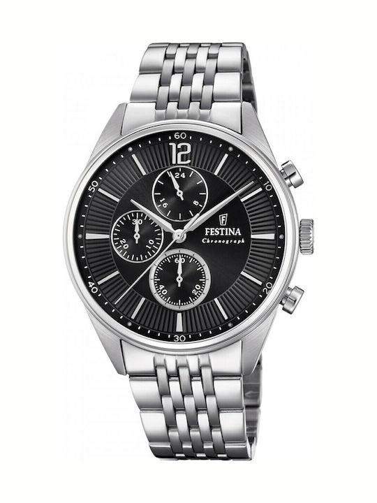 Festina Men's Watch 43mm Chronograph Battery with Silver Metal Bracelet