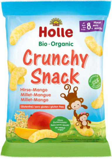 Holle Cheese Puffs Bio Organic Crunchy Snack with Flavor Mango Sugar Free 25gr for 8+ months