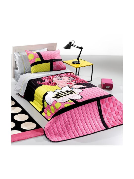 Saint Clair Pop Art Suede Παιδική Παπλωματοθήκη Μονή Βαμβακερή Ροζ 160x220εκ.