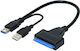 DeTech 18295 Dual Power USB 3.0 zu Sata Kabel Schwarz