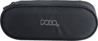 Polo Fabric Pencil Case Box with 1 Compartment Black