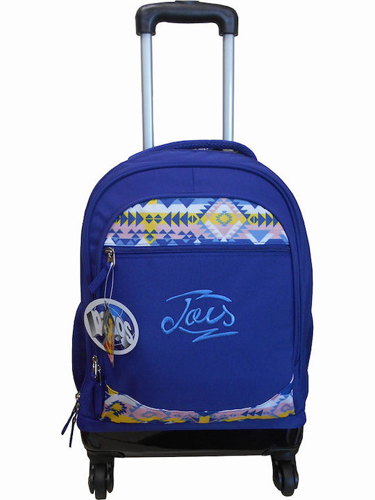 Paxos 4 Wheels Lois Ethnic School Bag Trolley Elementary, Elementary in Blue color