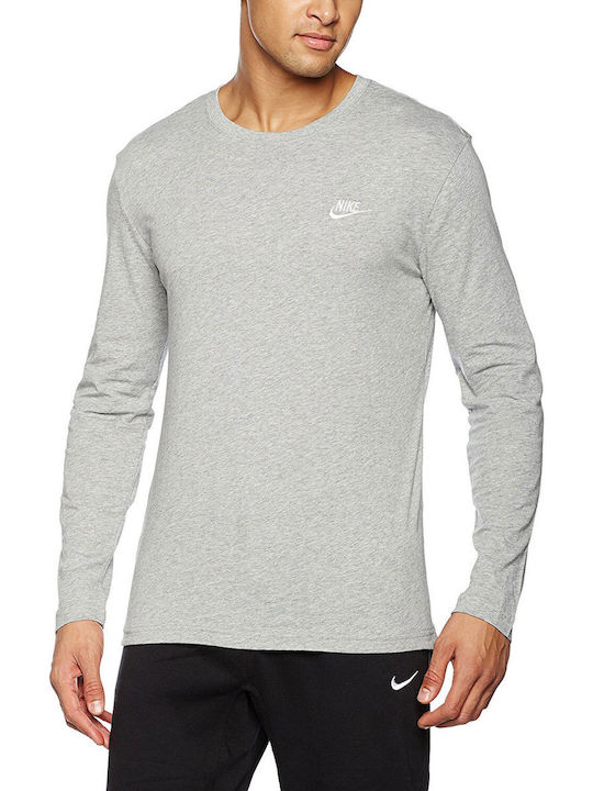 Nike Sportswear Club Ανδρική Μπλούζα Μακρυμάνικη Γκρι