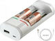 Minwa MW-I319 USB Charger 2 Batteries Li-ion/Ni-Cd/Ni-MH Size AA in White color