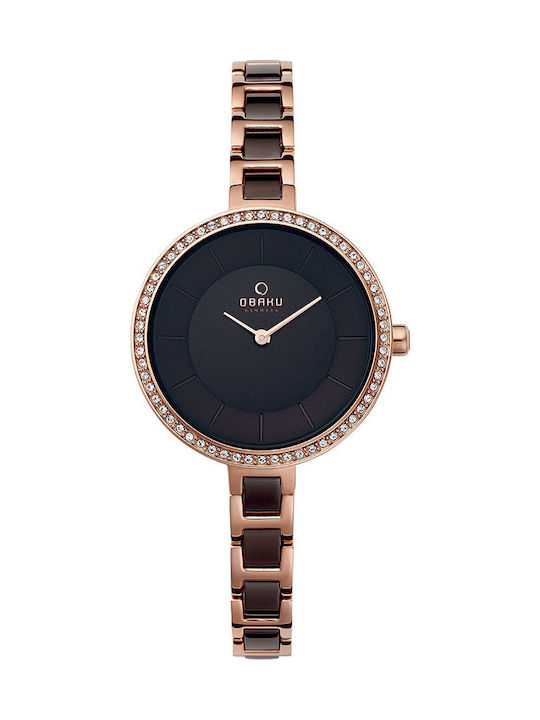 Obaku Часовник с Кафяв Метална Гривна V191LEVNSV