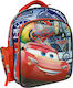 Paxos Cars Piston Cup Σχολική Τσάντα Πλάτης Δημοτικού Πολύχρωμη με Θήκη για Παγούρι