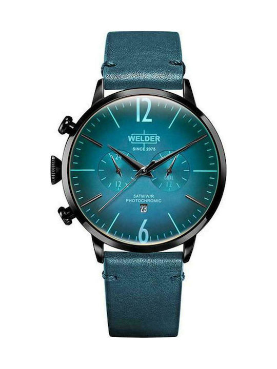 Welder Watch Chronograph Battery with Blue Leather Strap WWRC308