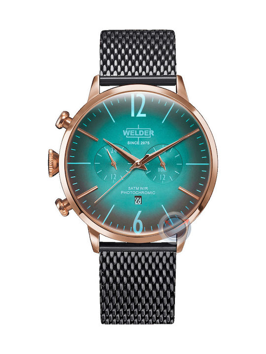 Welder Ανδρικό Ρολόι 45mm Χρονογράφος Μπαταρίας με Ασημί Μεταλλικό Μπρασελέ