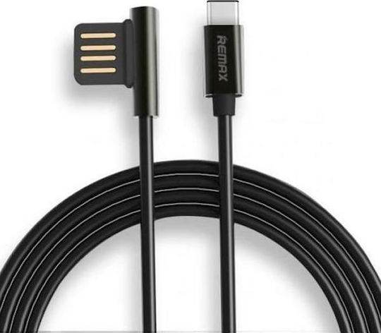 Remax Emperor RC-054a Angle (90°) / Regular USB 2.0 Cable USB-C male - USB-A Μαύρο 1m