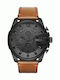 Diesel Chief Men's Watch 51mm Chronograph Battery with Brown Leather Strap