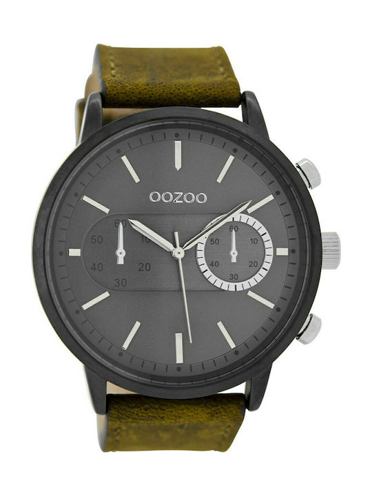 Oozoo Uhr Batterie mit Grün Lederarmband C9057