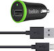 Belkin Car Charger 2.4A with one Port: 1xUSB with Cable Micro-USB Black Color