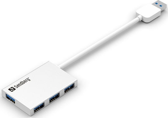 Sandberg Pocket Hub 4 Θυρών USB 3.0 με σύνδεση USB-A Λευκό