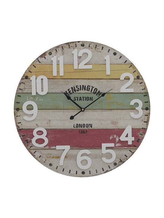 Inart Wall Clock Wooden Multicolour Ø60cm