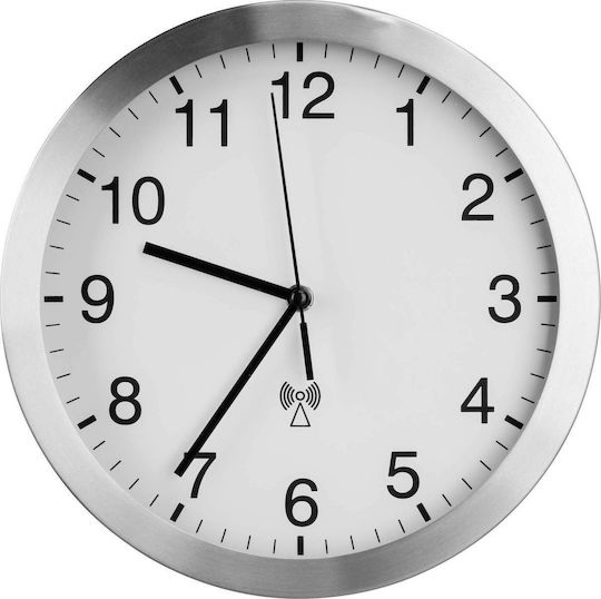TFA Ρολόι Τοίχου Μεταλλικό Ασημί Ø25cm