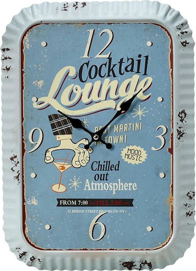 Espiel Cocktail Lounge Αντικέ Ρολόι Τοίχου Μεταλλικό 30x40cm