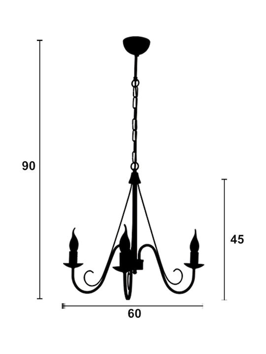 ArkoLight Chandelier Candlestick 3xE14 Brown 1463-2/3