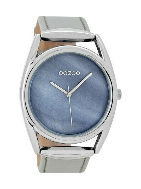 Oozoo Watch with Silver Leather Strap