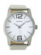 Oozoo Watch with White Leather Strap