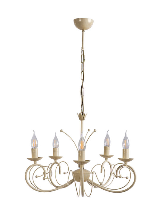 ArkoLight Candelabru 5xE14 cu Lumânări Bej 1362-1-5