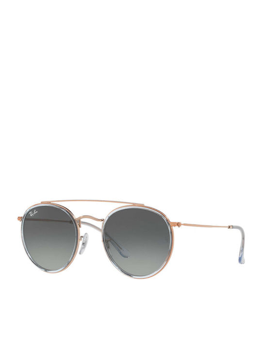 Ray Ban Round Double Bridge Unisex Sunglasses with Gold Metal Frame and Black Lens RB3647N 9067/71