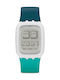 Swatch Digital Watch Battery with Green Rubber Strap SURW115