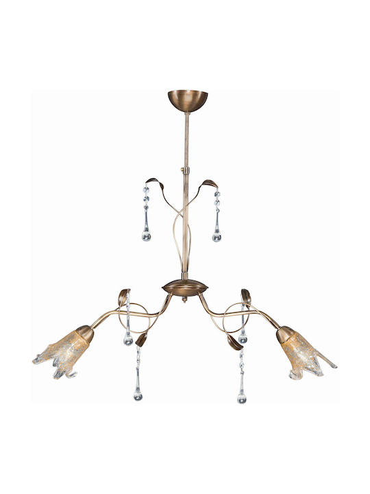 ArkoLight Pendant Light Two-Light with Crystals Bronze 1179-2-2