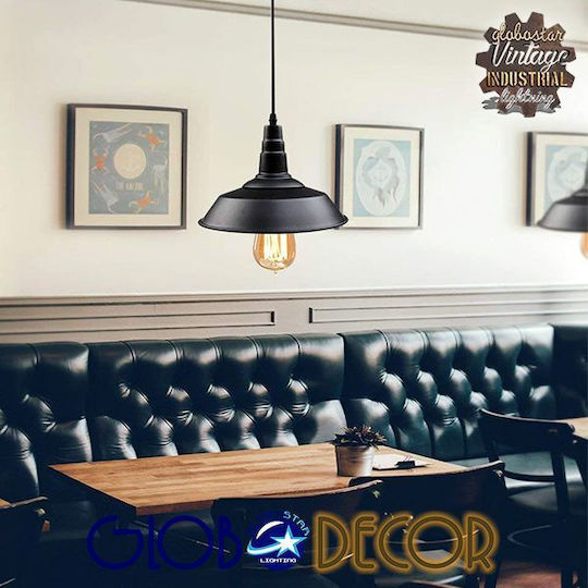 GloboStar Ray Pendant Light Black Bell with Socket E27 26x25cm