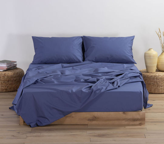 Nef-Nef Homeware Basic Υπέρδιπλο 160x200+30εκ. με Λάστιχο Indigo