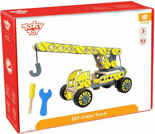 Tooky Toys Παιχνίδι Κατασκευών Ξύλινo Φορτηγό με Γερανό για Παιδιά 3+ Ετών