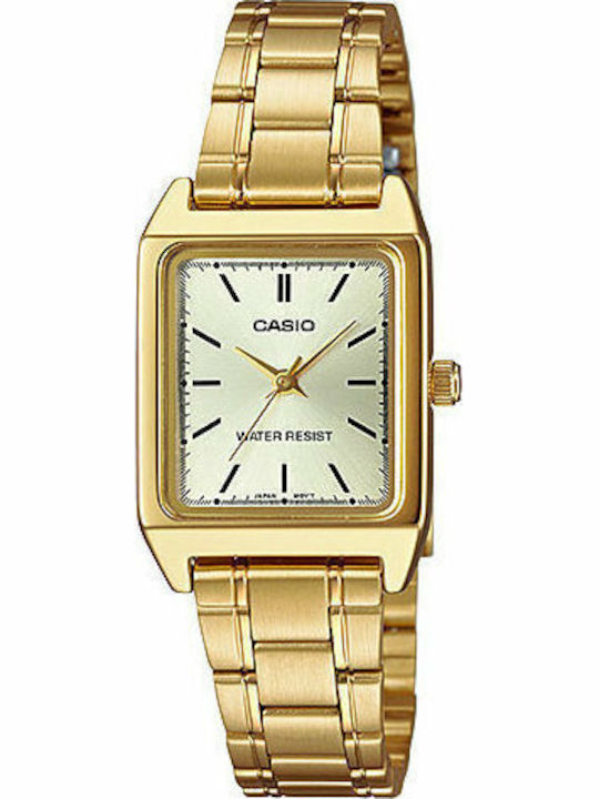 Casio Γυναικείο Ρολόι 22mm Μπαταρίας με Χρυσό Μ...