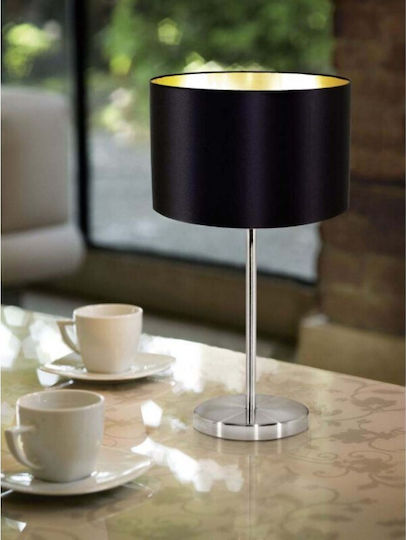 Eglo Metal Table Lamp for Socket E27 with Black Shade and Silver Base