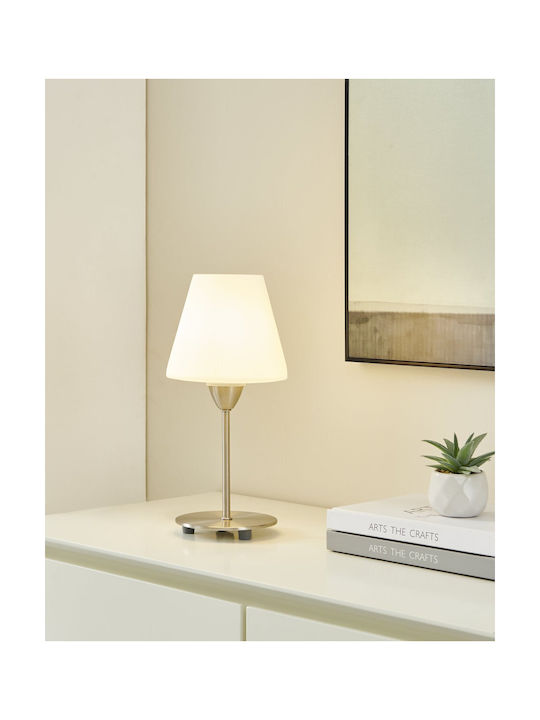 Eglo Metal Table Lamp for Socket E14 with White Shade and Silver Base