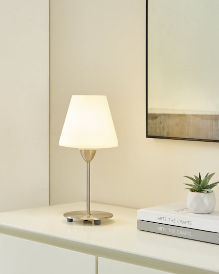 Eglo Metal Table Lamp for Socket E14 with White Shade and Silver Base