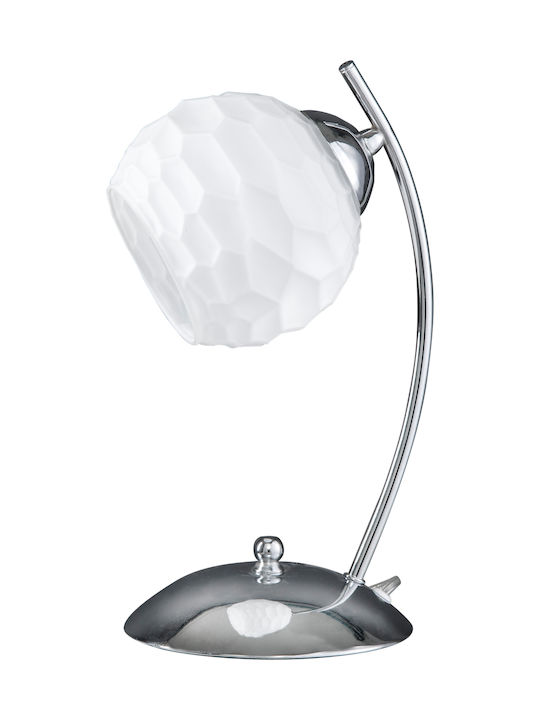 ArkoLight Metall Tischlampe für Fassung E27 mit Weiß Schirm und Silber Basis