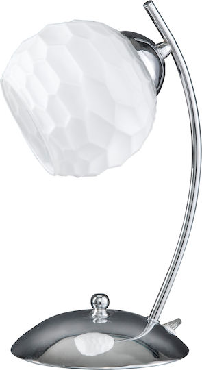 ArkoLight Metall Tischlampe für Fassung E27 mit Weiß Schirm und Silber Basis