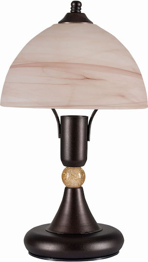 ArkoLight Glass Table Lamp for Socket E14 with Brown Shade and Base