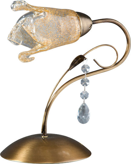 ArkoLight Metall Tischlampe für Fassung E14 mit Honig Schirm und Gold Basis