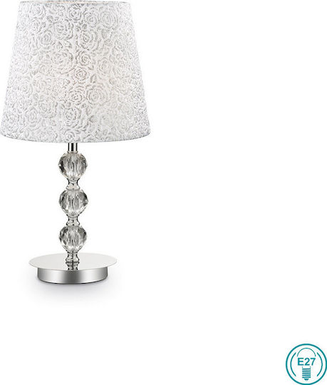 Ideal Lux Crystal Table Lamp for Socket E27 with Shade and Silver Base