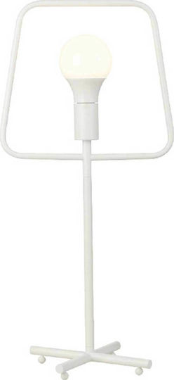 Aca Henter Metal Table Lamp for Socket E27 with White Shade and Base