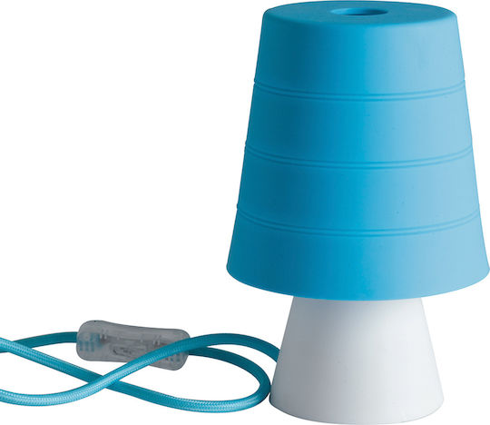 Fan Europe Plastic Table Lamp for Socket E14 with Blue Shade and White Base