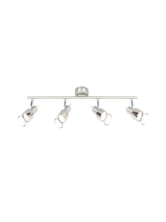 Aca Platinum Spot with 4 Lights and with Socket GU10 in Silver Color