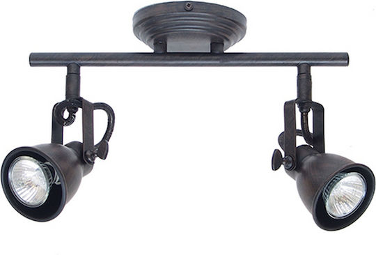 Zambelis Lights Διπλό Σποτ με Ντουί GU10 σε Καφέ Χρώμα Zambelis Lights Διπλό Σποτ με Ντουί GU10 σε Καφέ Χρώμα