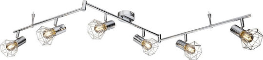 Globo Lighting Σποτ με 6 Φώτα και με Ντουί E14 σε Ασημί Χρώμα