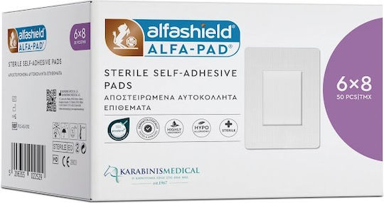 Alfashield Alfa Pad Αποστειρωμένα Αυτοκόλλητα Επιθέματα 6x 8cm , 50τεμ.