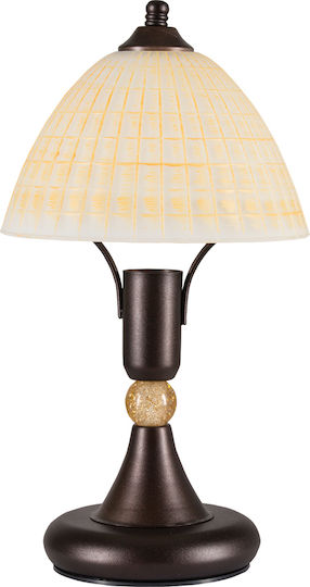 ArkoLight Metal Vintage Table Lamp for Socket E14 with Beige Shade and Brown Base