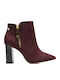 Leder Damen Chelsea Stiefeletten mit hohem Absatz Burgundisch